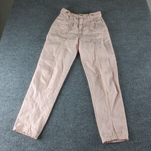 We The Free Pants Womens 28 Pink Twill Chino Tapered Pleated Casual Wear